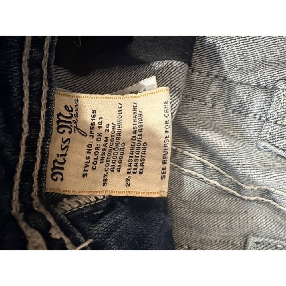 Miss Me Women's Light Wash Bootcut Jeans Low Rise Slim Fit Embellished WINGS 30 - Picture 7 of 10